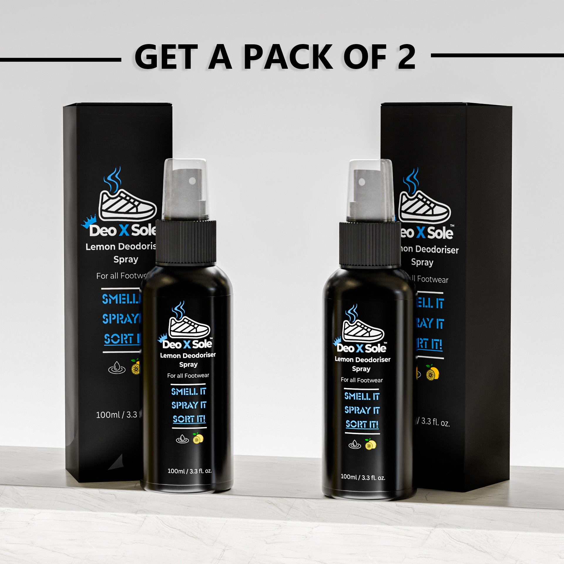 Deoxsole's Twin-pack Lemon Deodoriser Spray